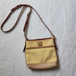 Vintage Dooney & Bourke Letter Carrier Messenger Bag | Yellow & White Stripe